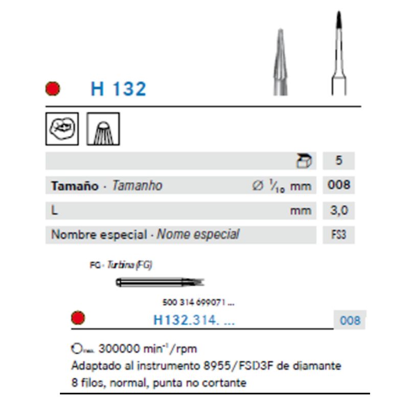 Fresa Carbide Tronco Cónica Acabado 8 Filos