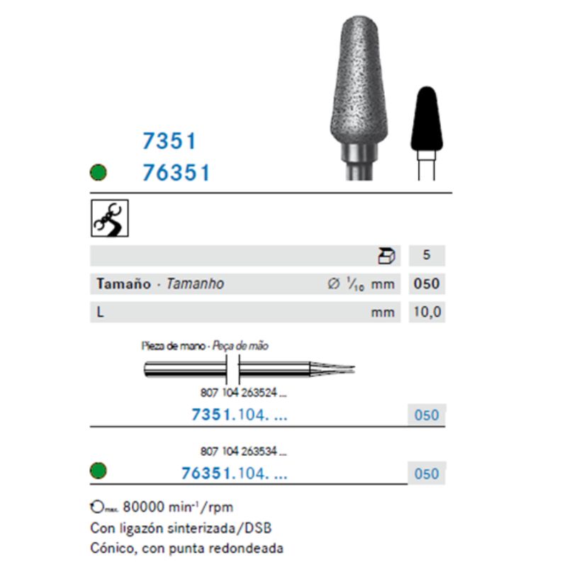 Fresón Diamante Sinterizada Tronco Cónica Punta Redondeada Lab