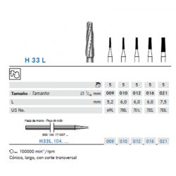 Fresa Carbide Tronco cónica Largo Con Corte Transversal