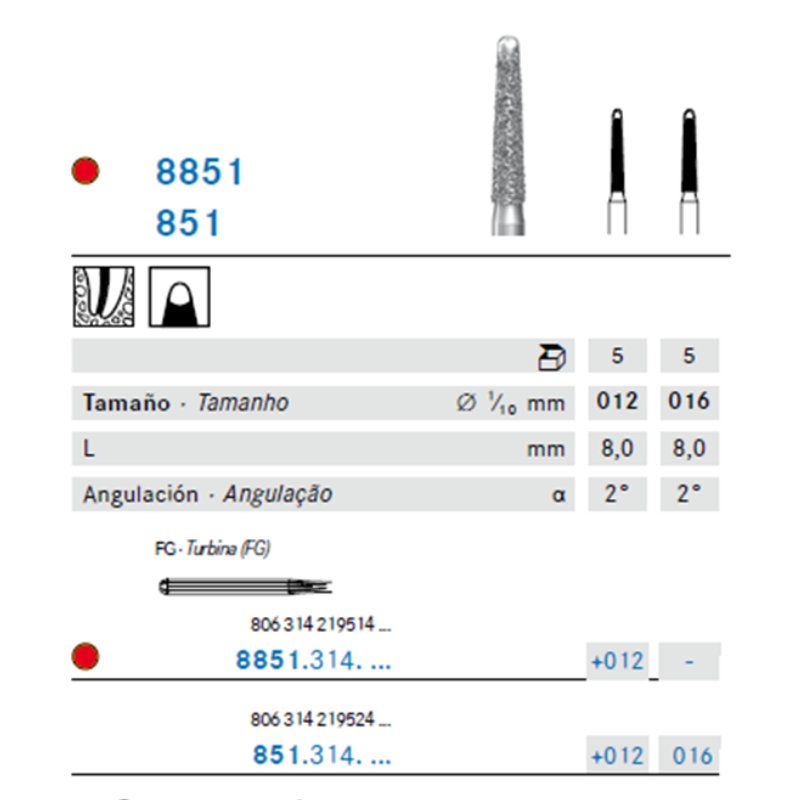 Fresa Diamante cónica Punta Inactica – A/V