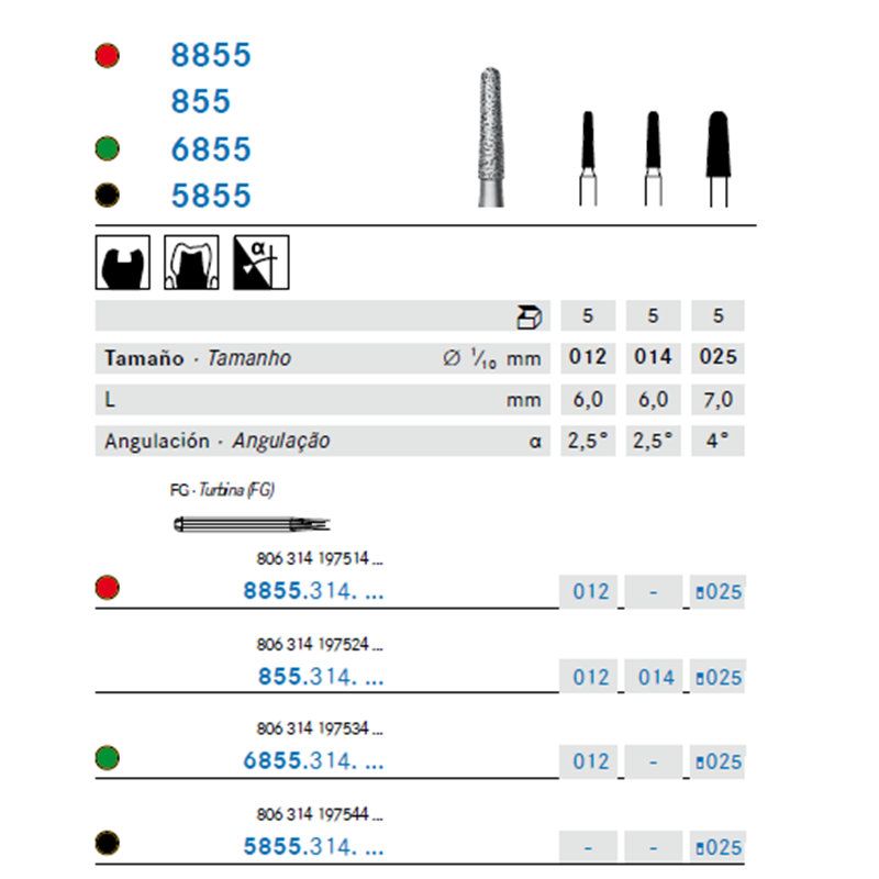 Fresa Diamante Cónica Corta Punta Redonda – A/V