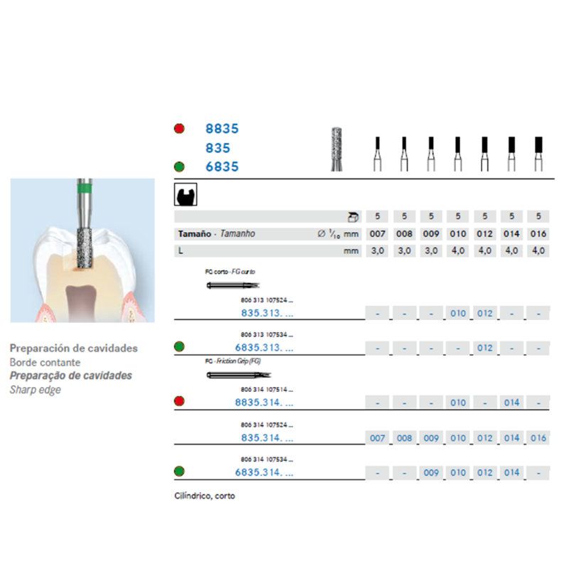 Fresa Diamante Cilíndrica Punta Plana – A/V Y C/A