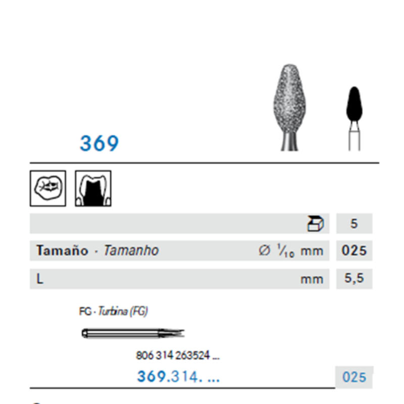 Fresa Diamante Especial Abrasivo Oclusal/Palatino – A/V