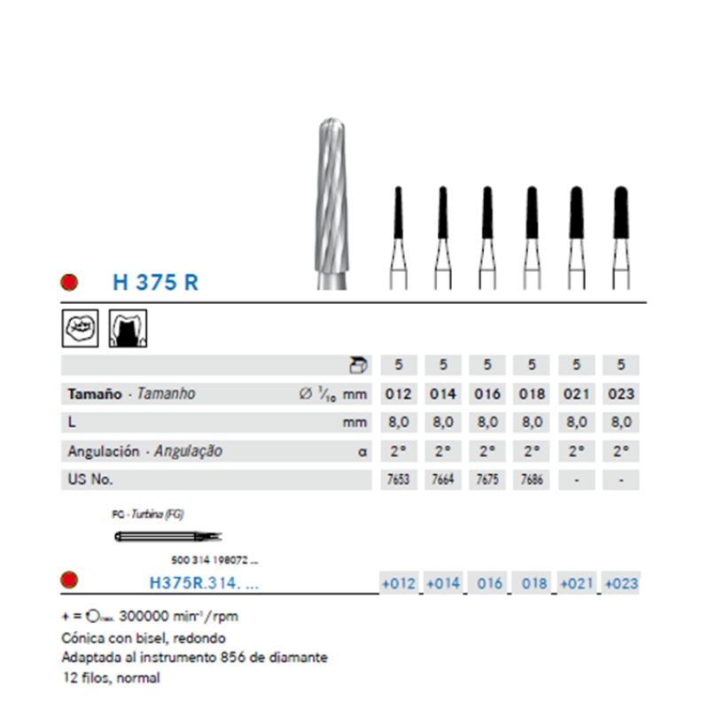 Fresa Carbide Tronco Para Acabado 12 Filos - A/V