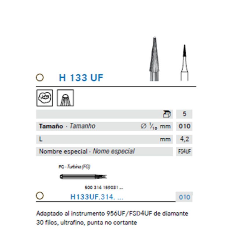 Fresa Carbide Tronco Cónica Para Acabado 30 Filos Ultrafino - A/V
