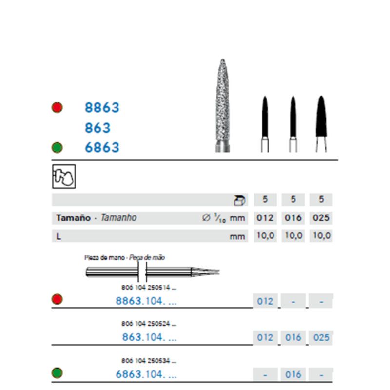 Fresa Diamante Llama Larga – P/M